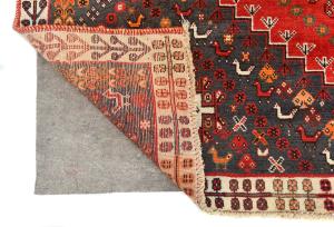 Vintage Scarlet Red Tribal Geometric 7x10 Shiraz Persian Rug