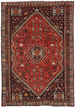 Vintage Red Tribal Geometric 7x10 Shiraz Persian Rug
