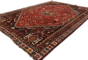 Vintage Red Tribal Geometric 7x10 Shiraz Persian Rug