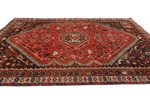 Vintage Red Tribal Geometric 7x10 Shiraz Persian Rug