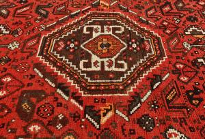 Vintage Red Tribal Geometric 7x10 Shiraz Persian Rug