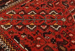 Vintage Red Tribal Geometric 7x10 Shiraz Persian Rug