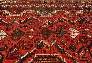 Vintage Red Tribal Geometric 7x10 Shiraz Persian Rug