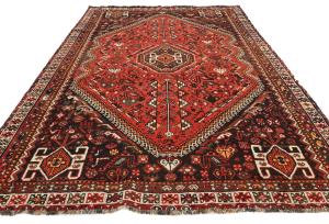 Vintage Red Tribal Geometric 7x10 Shiraz Persian Rug