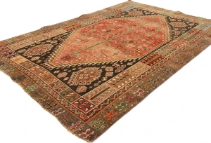 Vintage Red Tribal Geometric 5X8 Shiraz Persian Rug