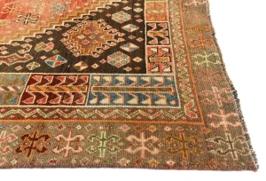 Vintage Red Tribal Geometric 5X8 Shiraz Persian Rug
