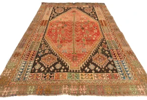Vintage Red Tribal Geometric 5X8 Shiraz Persian Rug