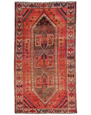 Semi Antique Muted Red Tribal 4'11X8'10 Shiraz Persian Rug