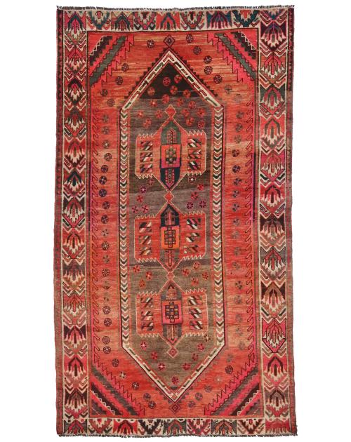 Semi Antique Muted Red Tribal 4'11X8'10 Shiraz Persian Rug