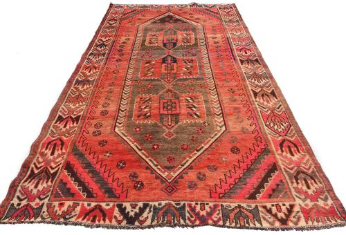 Semi Antique Muted Red Tribal 4'11X8'10 Shiraz Persian Rug