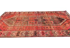 Semi Antique Muted Red Tribal 4'11X8'10 Shiraz Persian Rug
