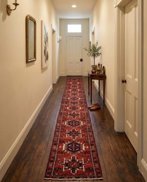 Vintage Red Tribal 1'11X13'5 Karajeh Persian Runner Rug