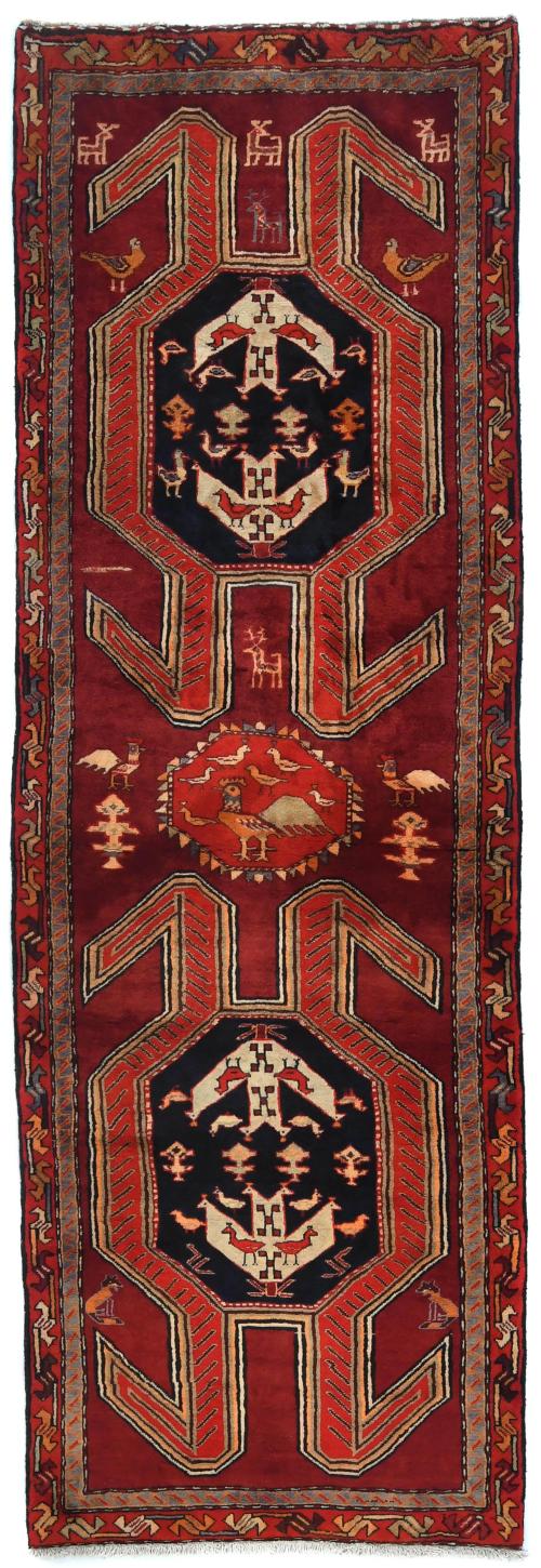 Vintage Purple-navy Tribal 3'6X10'5 Meshkin Persian Runner Rug