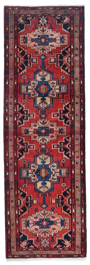 Vintage Red Tribal 3'7X9'10 Hamedan Persian Runner Rug