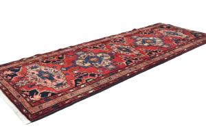 Vintage Red Tribal 3'7X9'10 Hamedan Persian Runner Rug