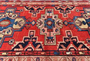 Vintage Red Tribal 3'7X9'10 Hamedan Persian Runner Rug