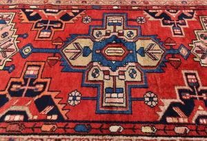 Vintage Red Tribal 3'7X9'10 Hamedan Persian Runner Rug