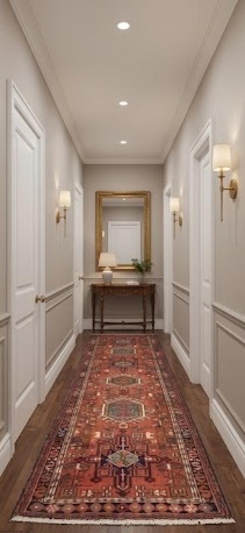 2'6 x 12'4 Hand Knotted Karajeh Geometric Persian Runner Rug