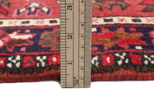 Vintage Red Geometric Tribal 3X10 Karajeh Persian Runner Rug