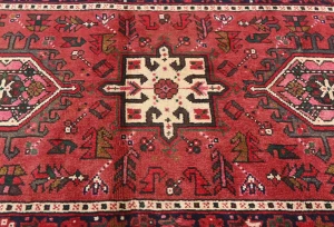 Vintage Red Geometric Tribal 3X10 Karajeh Persian Runner Rug