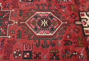 Vintage Red Geometric Tribal 3X10 Karajeh Persian Runner Rug