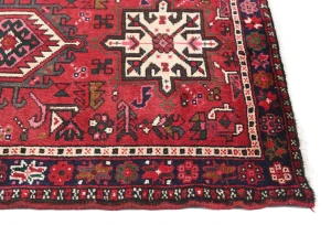 Vintage Red Geometric Tribal 3X10 Karajeh Persian Runner Rug