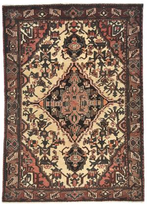 Vintage Cream Floral Tribal 5x8 Hamedan Persian Rug