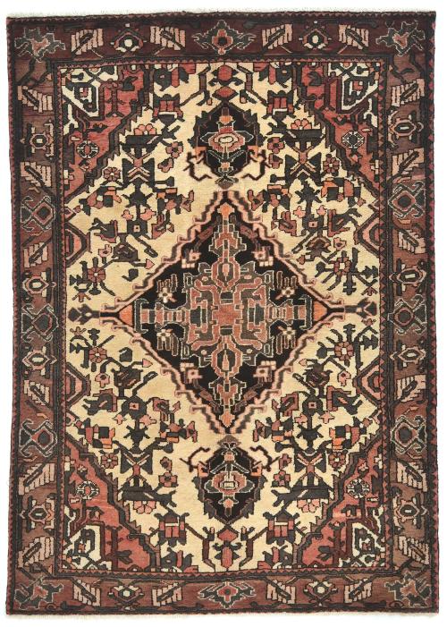 Vintage Cream Floral Tribal 5x8 Hamedan Persian Rug