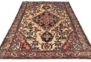 Vintage Cream Floral Tribal 5x8 Hamedan Persian Rug