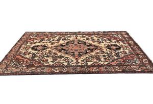 Vintage Cream Floral Tribal 5x8 Hamedan Persian Rug