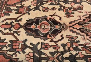 Vintage Cream Floral Tribal 5x8 Hamedan Persian Rug