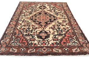 Vintage Cream Floral Tribal 5x8 Hamedan Persian Rug