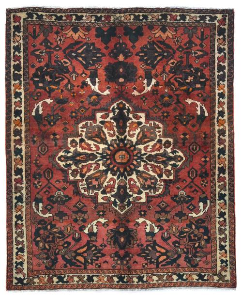 Vintage Red Tribal 5'6X6'9 Bakhtiari Persian Rug