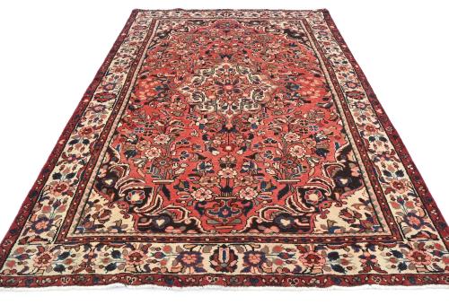 Vintage Light Red Floral Tribal 6X9 Hamedan Persian Rug