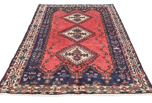Vintage Light Red Tribal 4'6X6'7 Shiraz Persian Rug