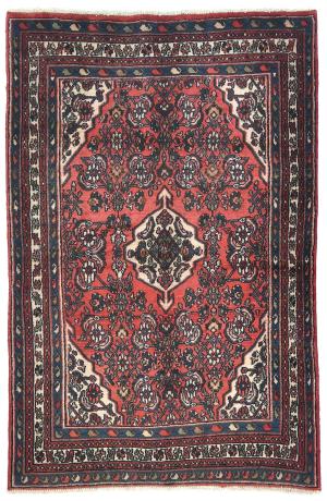 Vintage Light Red Floral Tribal 4'5 X 6'8 Hamedan Persian Rug