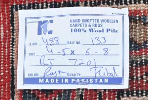 Vintage Light Red Floral Tribal 4'5 X 6'8 Hamedan Persian Rug