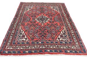 Vintage Light Red Floral Tribal 4'5 X 6'8 Hamedan Persian Rug