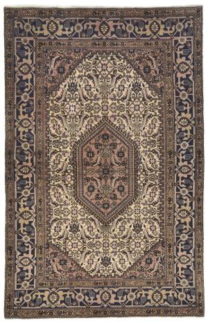 Vintage Cream Tribal Geometric 5X7 Tabriz Persian Rug
