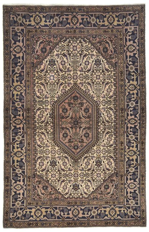 Vintage Cream Tribal Geometric 5X7 Tabriz Persian Rug