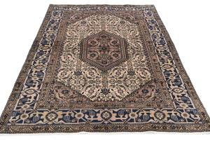 Vintage Cream Tribal Geometric 5X7 Tabriz Persian Rug