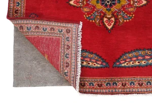 Vintage Red Pictorial Floral 3'8X8'6 Kashan Persian Rug
