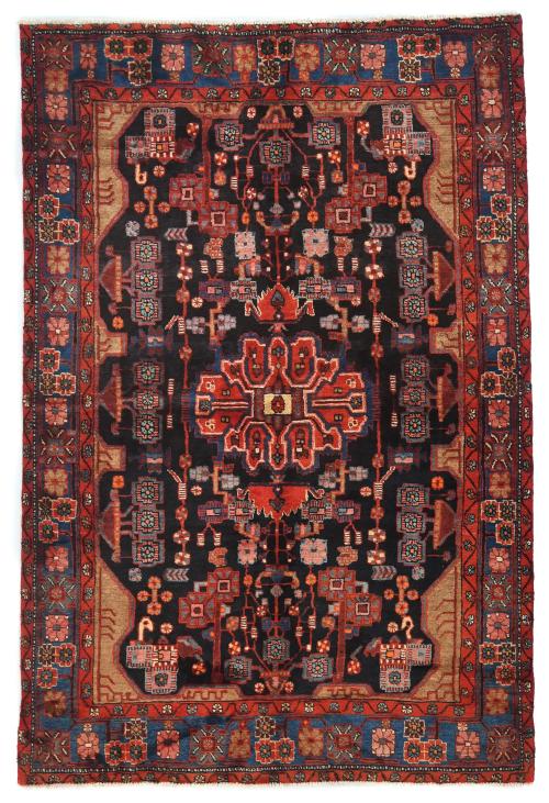 Vintage Tribal Plum 5X8 Nahavand Persian Rug