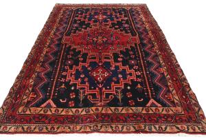 Vintage Purple-navy Pictorial Tribal 4'11X8'3 Hamedan Persian Rug