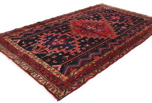 Vintage Purple-navy Pictorial Tribal 4'11X8'3 Hamedan Persian Rug