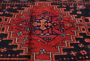 Vintage Purple-navy Pictorial Tribal 4'11X8'3 Hamedan Persian Rug