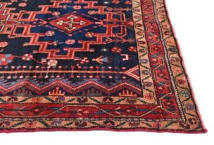 Vintage Purple-navy Pictorial Tribal 4'11X8'3 Hamedan Persian Rug