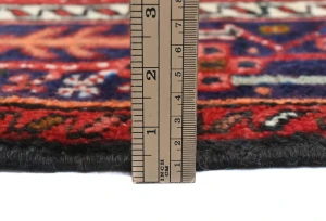 Vintage Red Geometric 3'6X14'7 Karajeh Persian Runner Rug