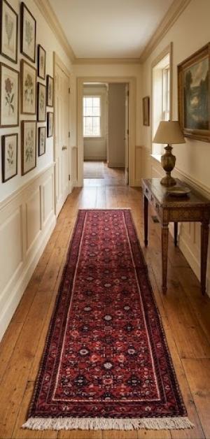 Vintage Red Tribal 3X13 Hossainabad Persian Runner Rug