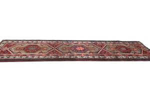 Vintage Red Tribal 3X11 Meshkin Persian Runner Rug